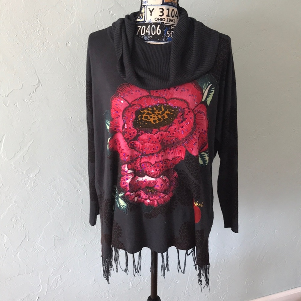 Desigual fringed sweater top